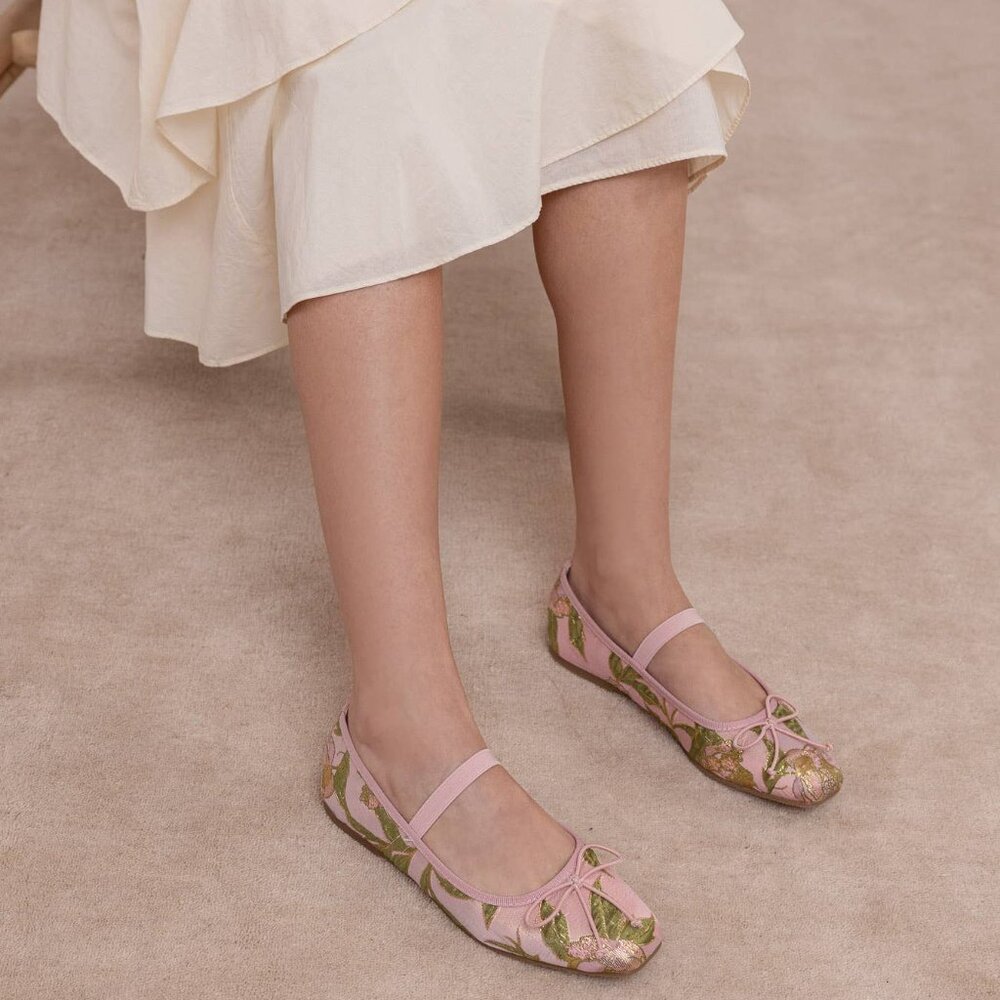 Rose Garden Floral Jacquard Tapestry Mary Jane Flats - Oasis Society - Picture 4 of 6